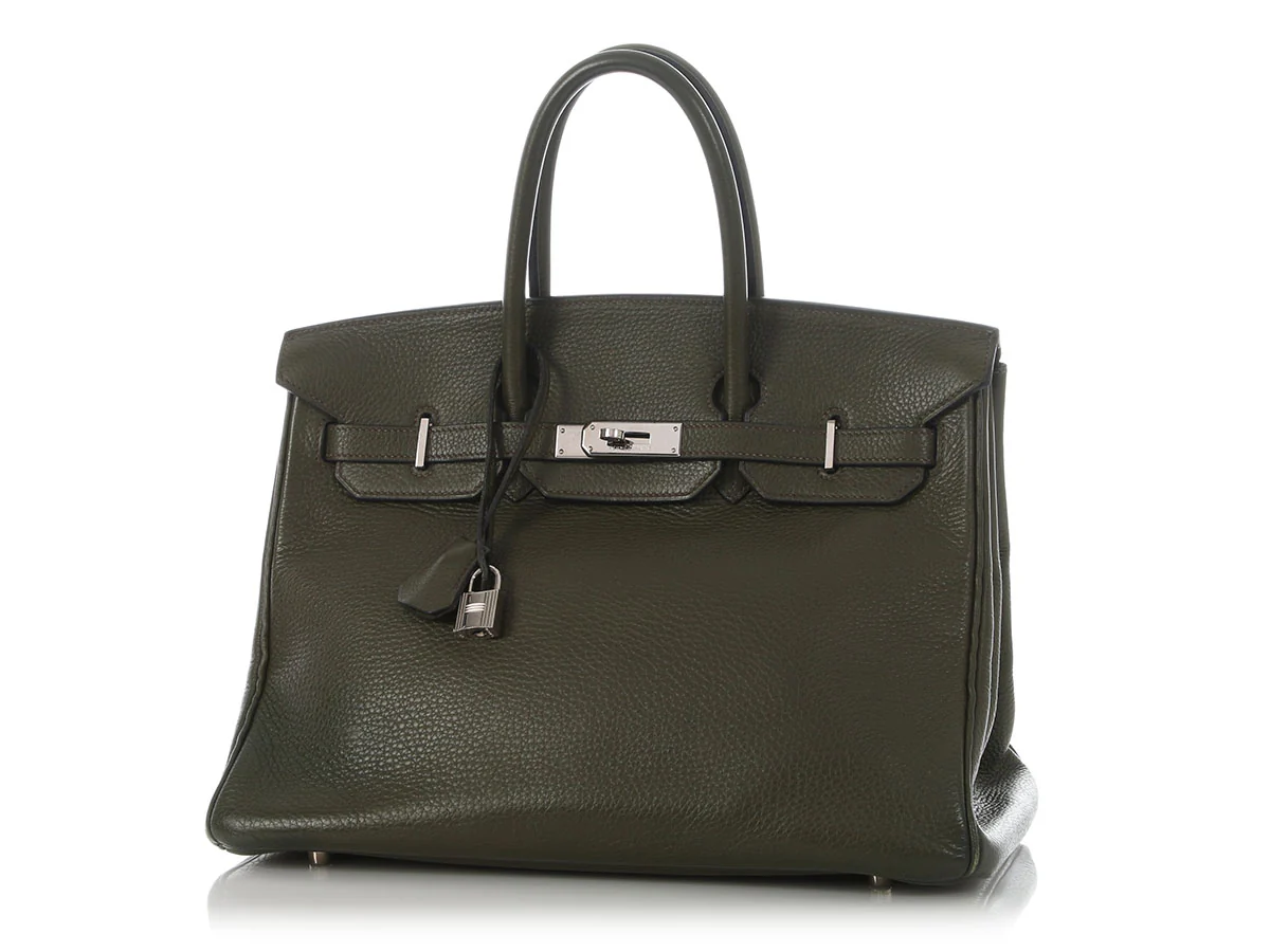 Hermès Vert Olive Clémence Birkin 35 - Image 2