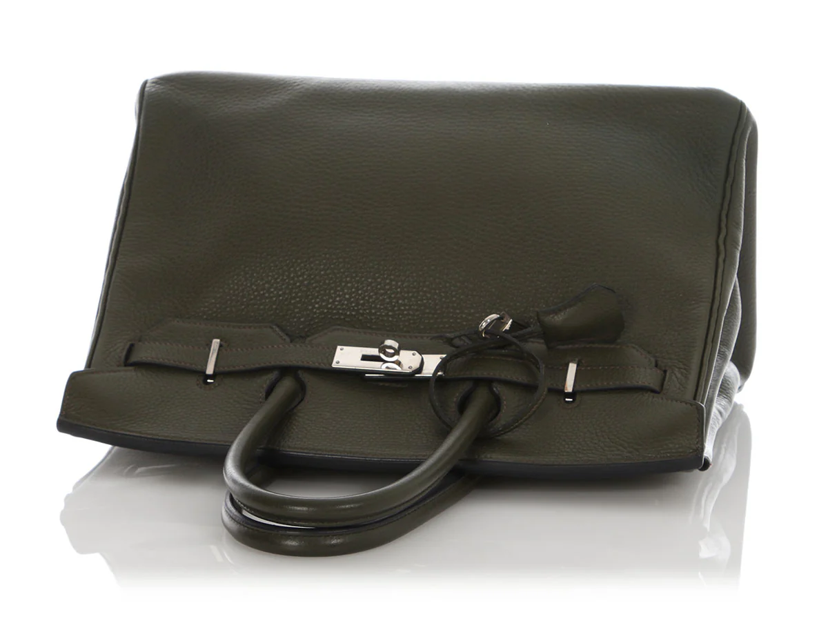 Hermès Vert Olive Clémence Birkin 35 - Image 7