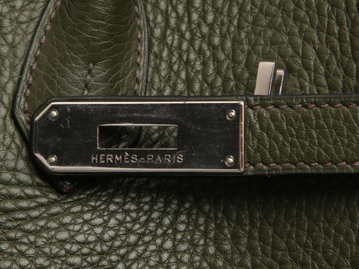 Hermès Vert Olive Clémence Birkin 35 - Image 9