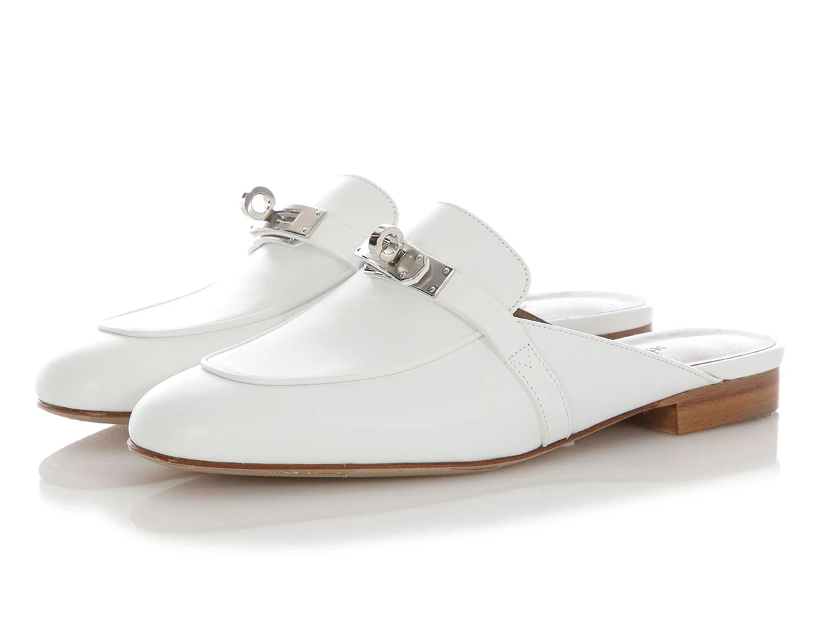 Hermès White Oz Mules - Image 3