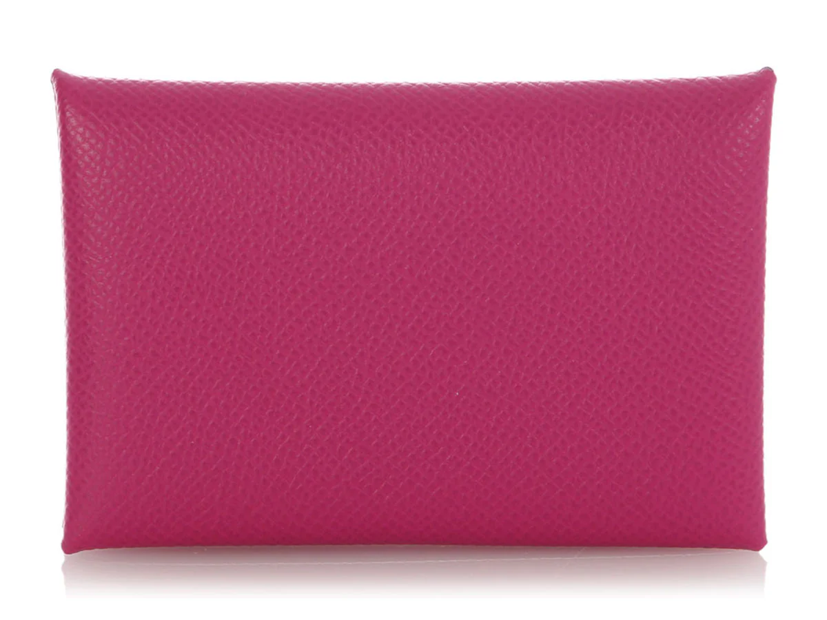 Hermès Rose Pourpre Epsom Calvi Card Holder