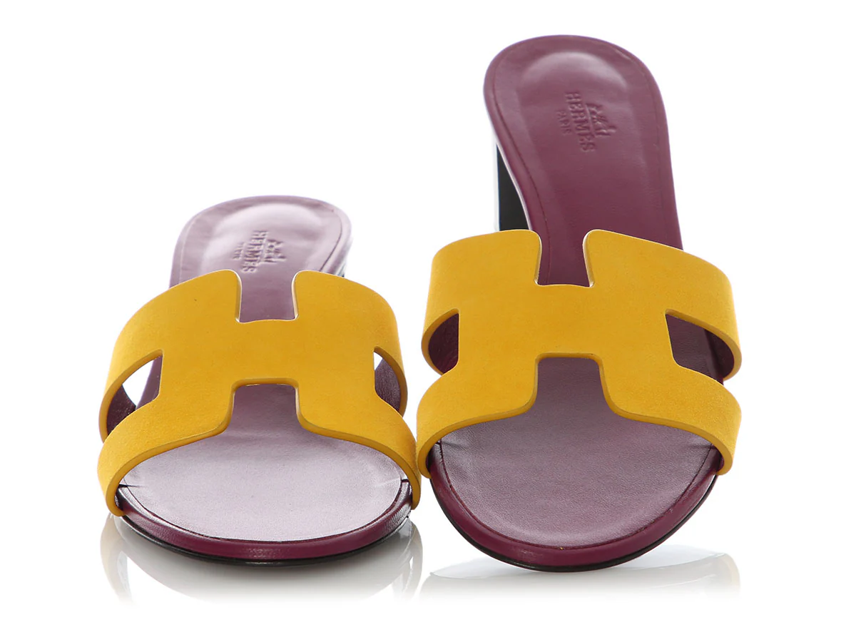 Hermès Purple and Yellow Oasis Sandals - Image 2