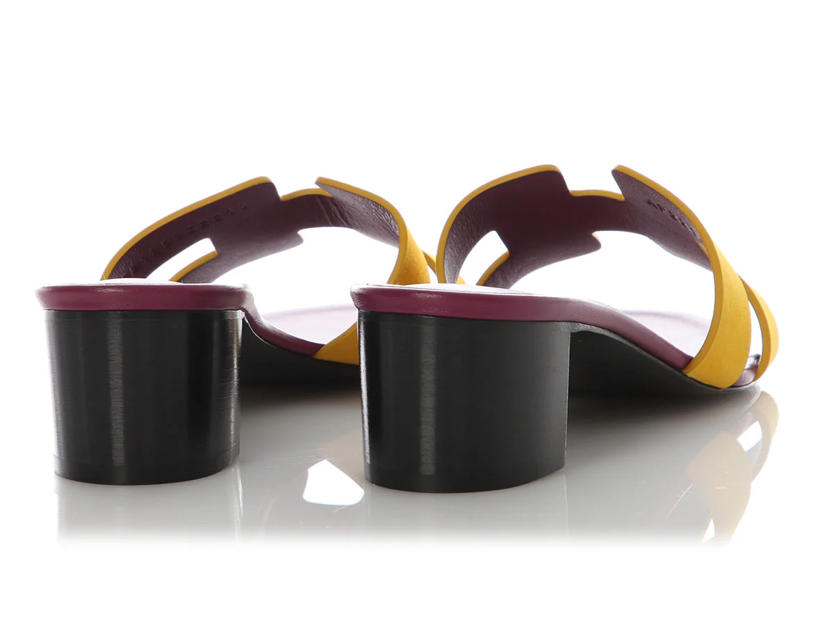Hermès Purple and Yellow Oasis Sandals - Image 4