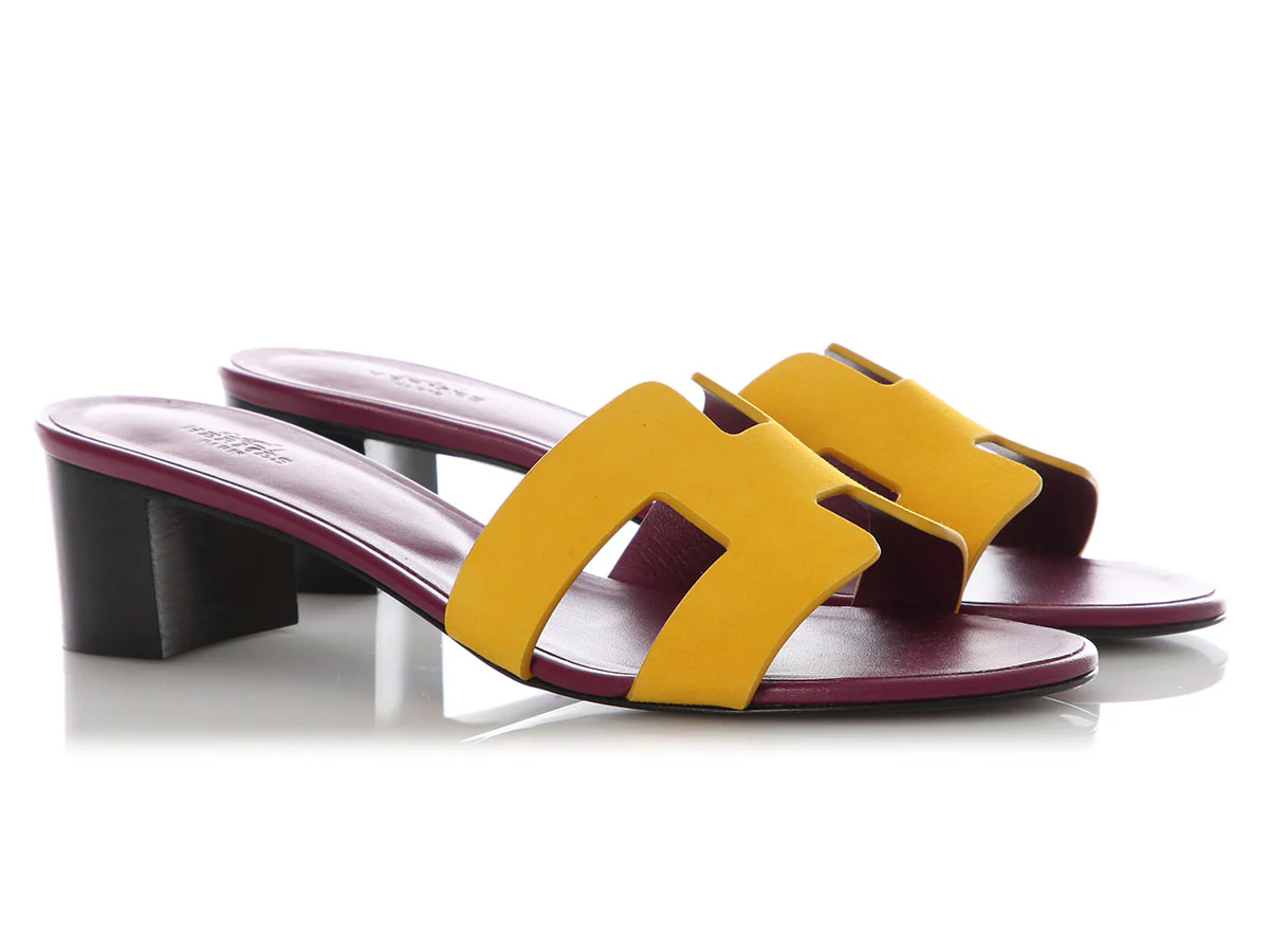 Hermès Purple and Yellow Oasis Sandals - Image 5