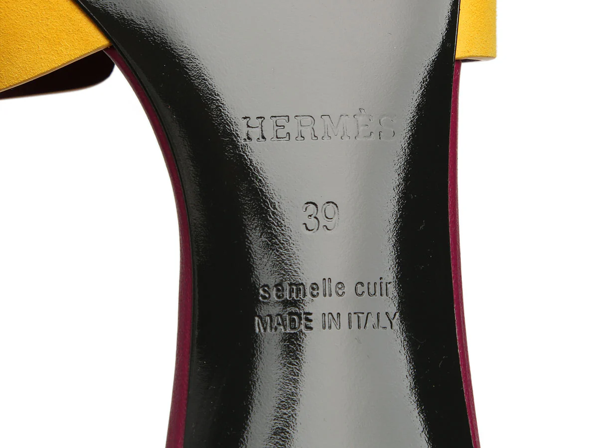 Hermès Purple and Yellow Oasis Sandals - Image 6