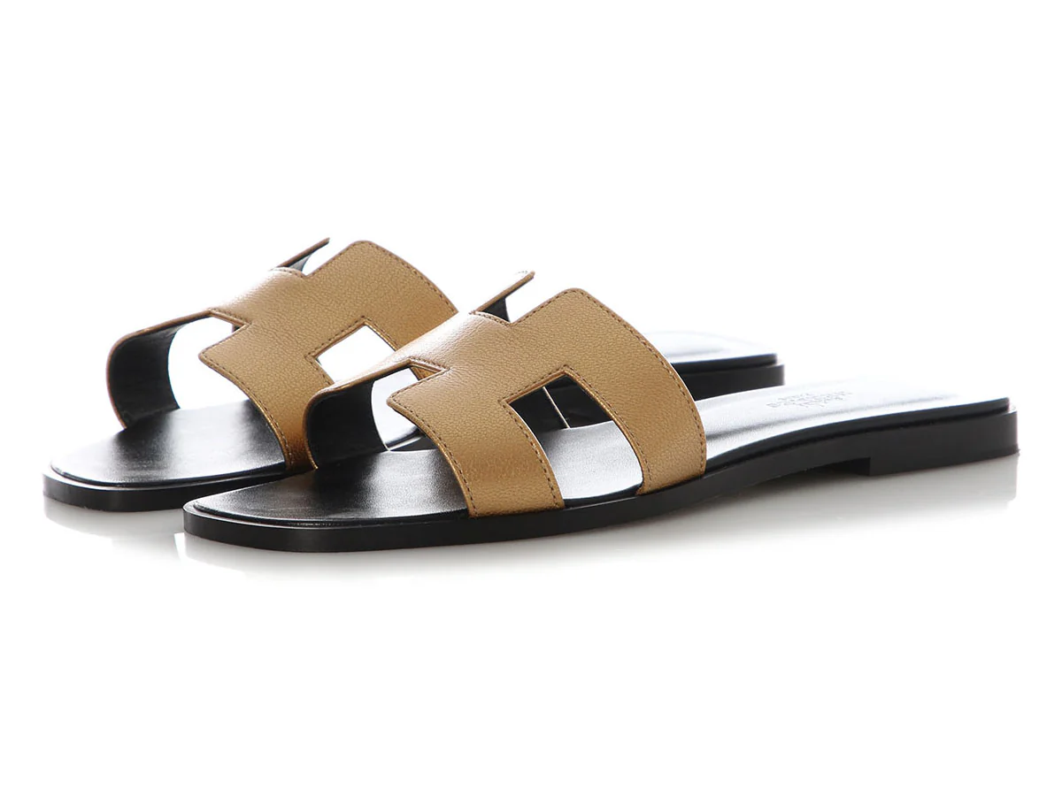 Hermès Gold Oran Sandals - Image 2