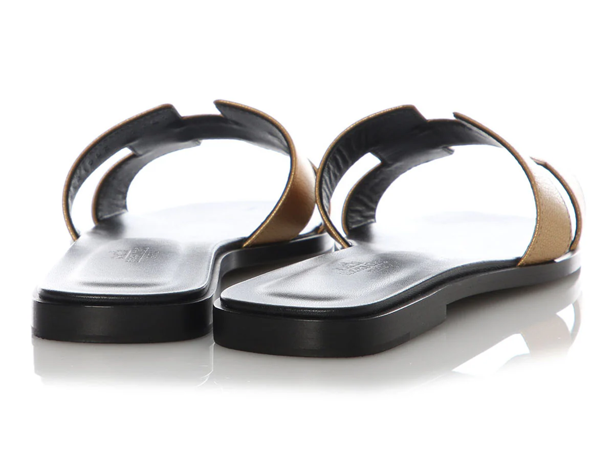 Hermès Gold Oran Sandals - Image 3