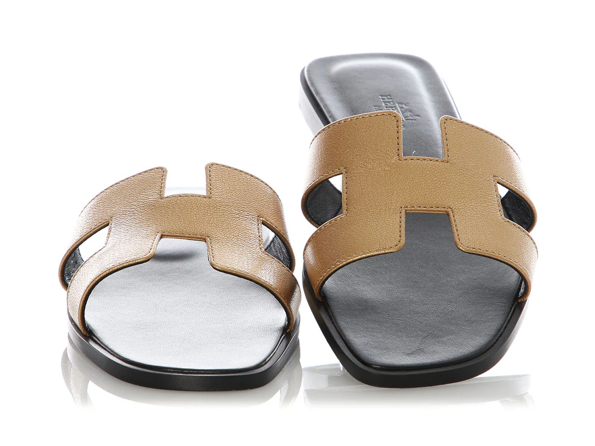 Hermès Gold Oran Sandals - Image 5