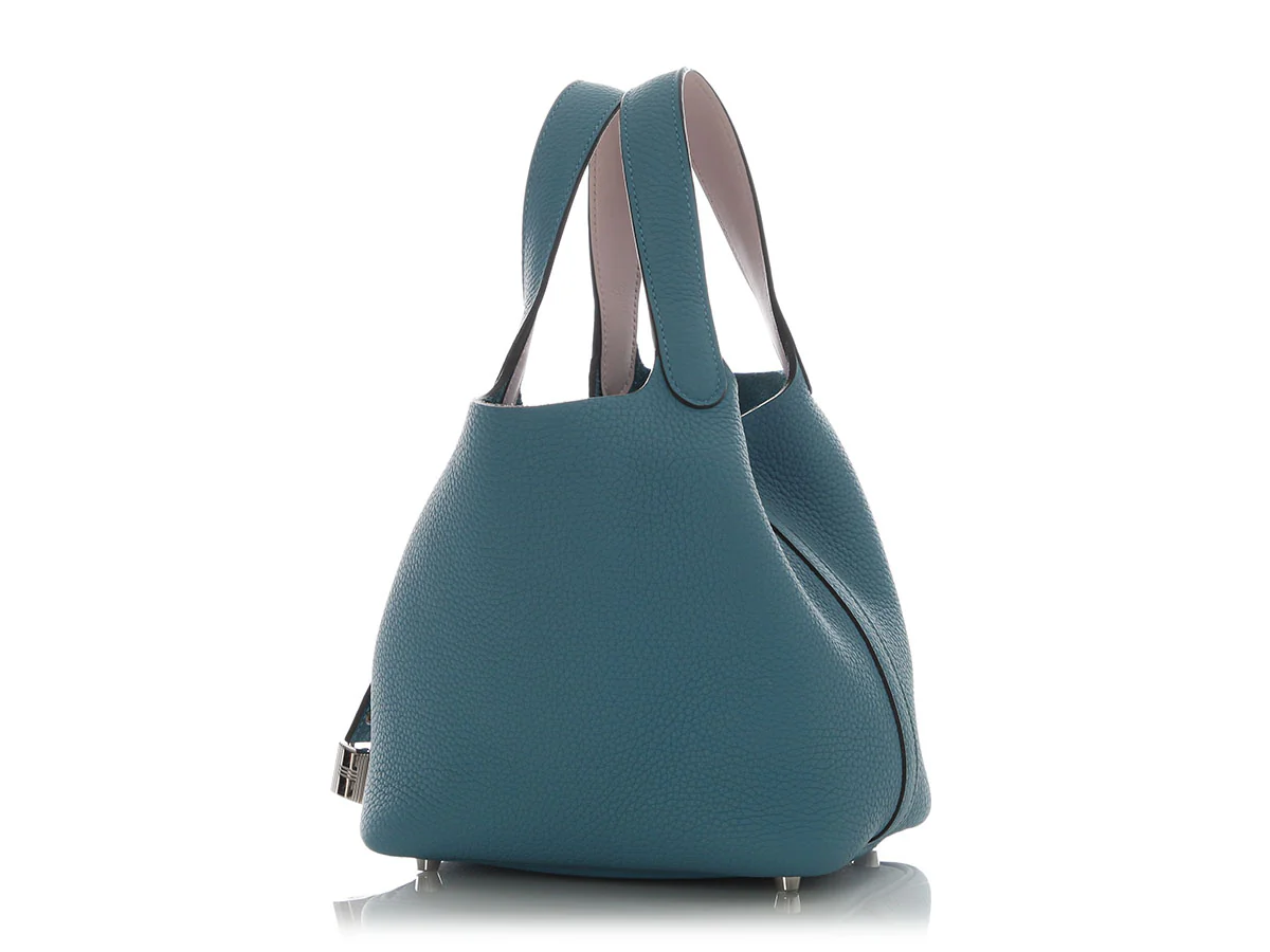 Hermès Blue Jean and Mauve Pale Picotin Lock 18 - Image 3