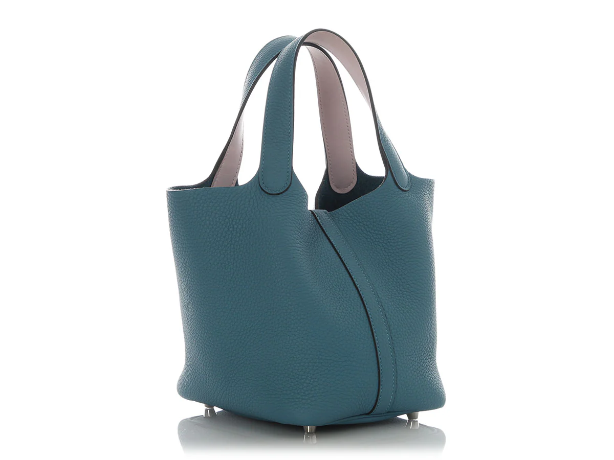 Hermès Blue Jean and Mauve Pale Picotin Lock 18 - Image 4
