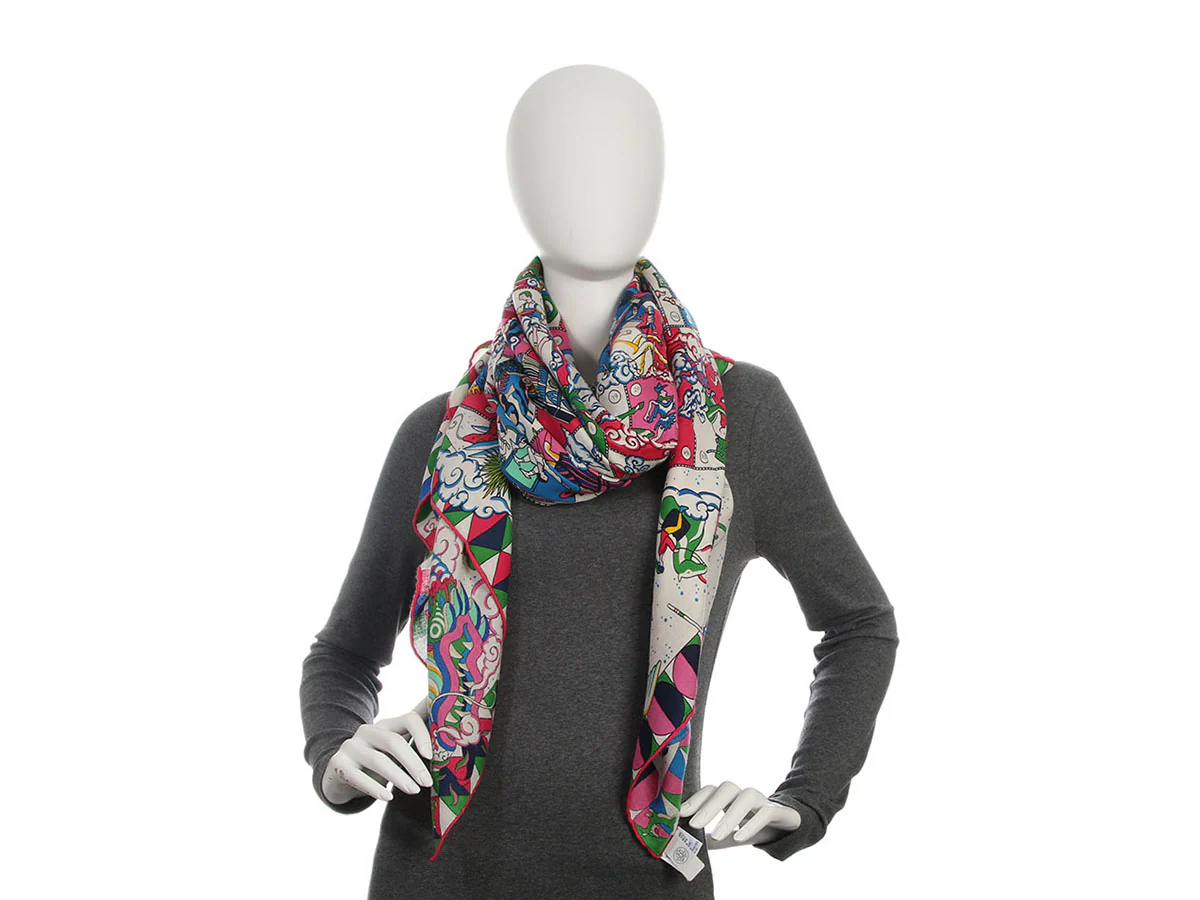 Hermès l’Epopée d’Hermès Cashmere Silk Shawl 140cm - Image 5