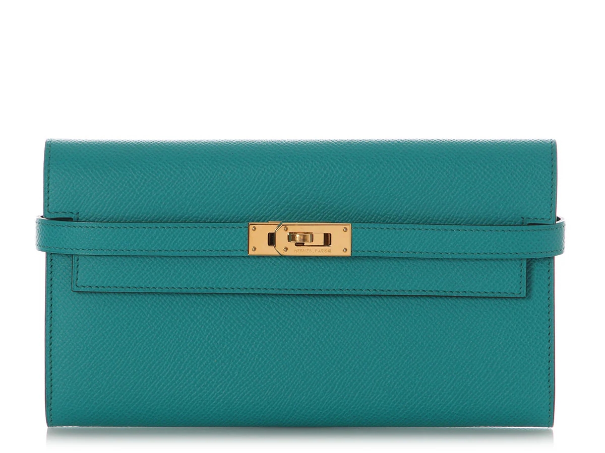 Hermès Bleu Paon Epsom Kelly Longue Wallet