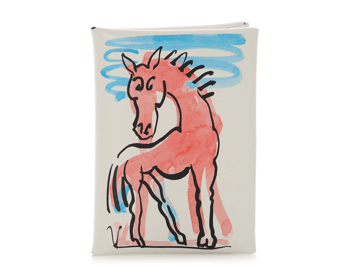 Hermès White Swift Horse Calvi Duo Card Case