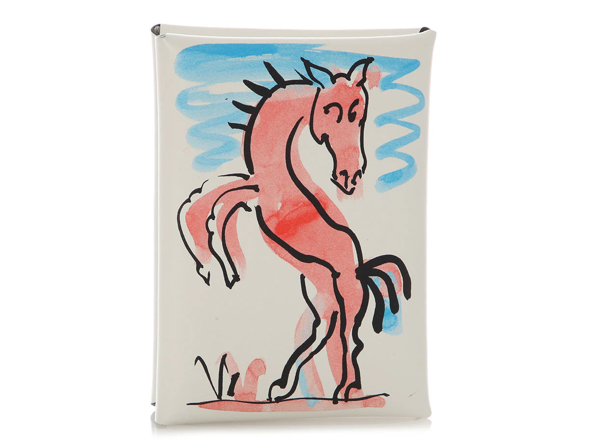Hermès White Swift Horse Calvi Duo Card Case - Image 3