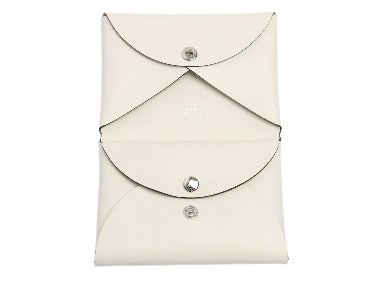 Hermès White Swift Horse Calvi Duo Card Case - Image 7