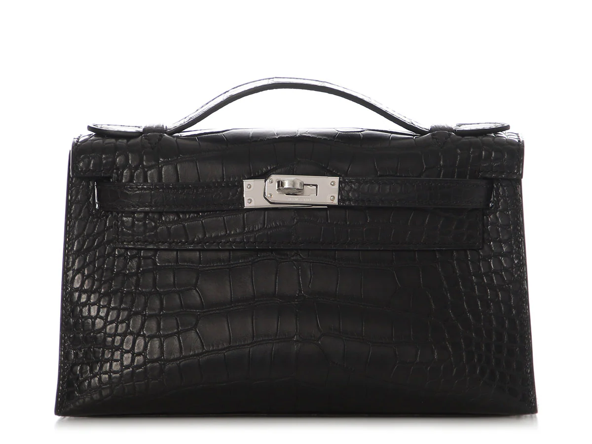 Hermès Black Matte Alligator Kelly Pochette
