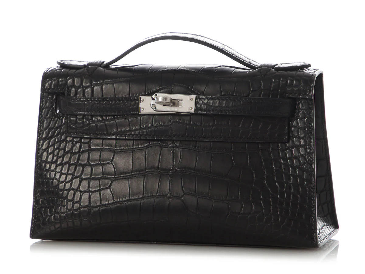 Hermès Black Matte Alligator Kelly Pochette - Image 3