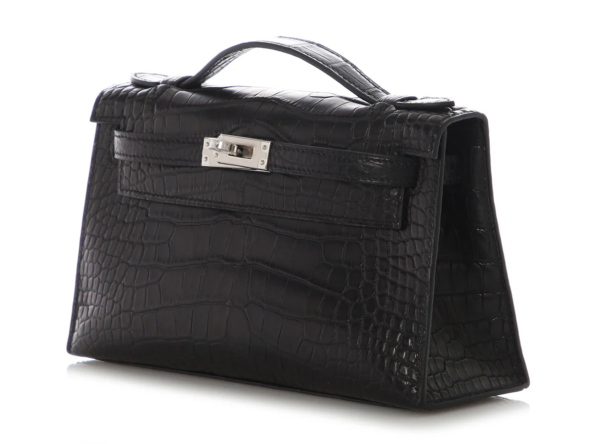 Hermès Black Matte Alligator Kelly Pochette - Image 4