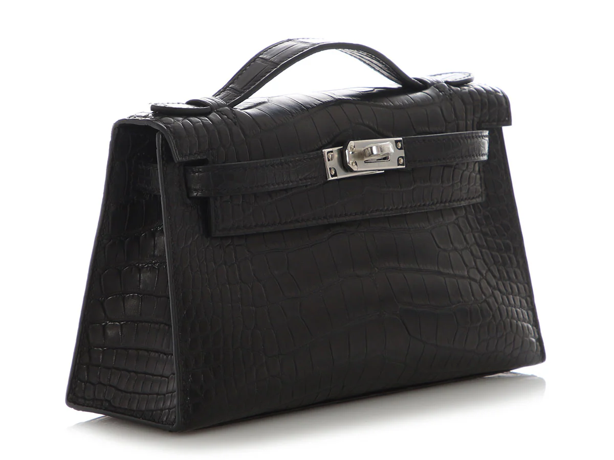 Hermès Black Matte Alligator Kelly Pochette - Image 6
