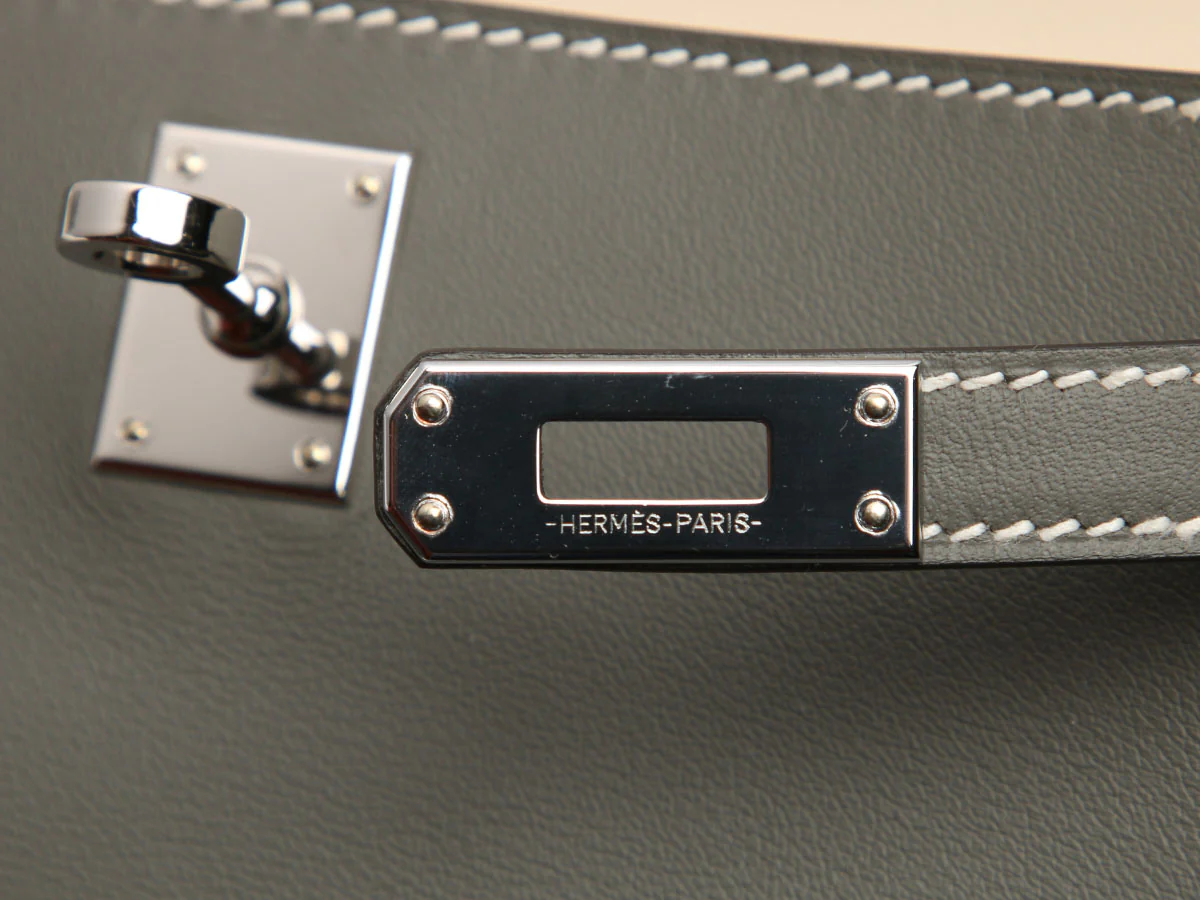 Hermès SO Gris Meyer and Béton Swift Kelly Pochette - Image 10