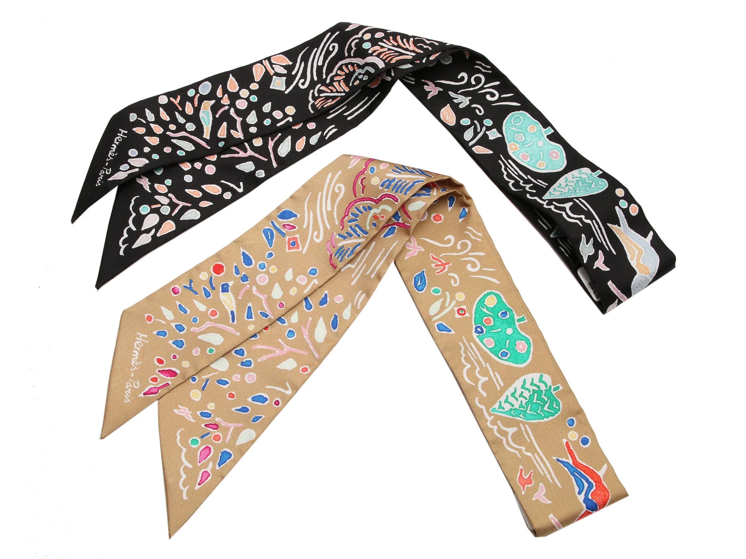 Hermès Isola di Primavera Silk Twilly Pair