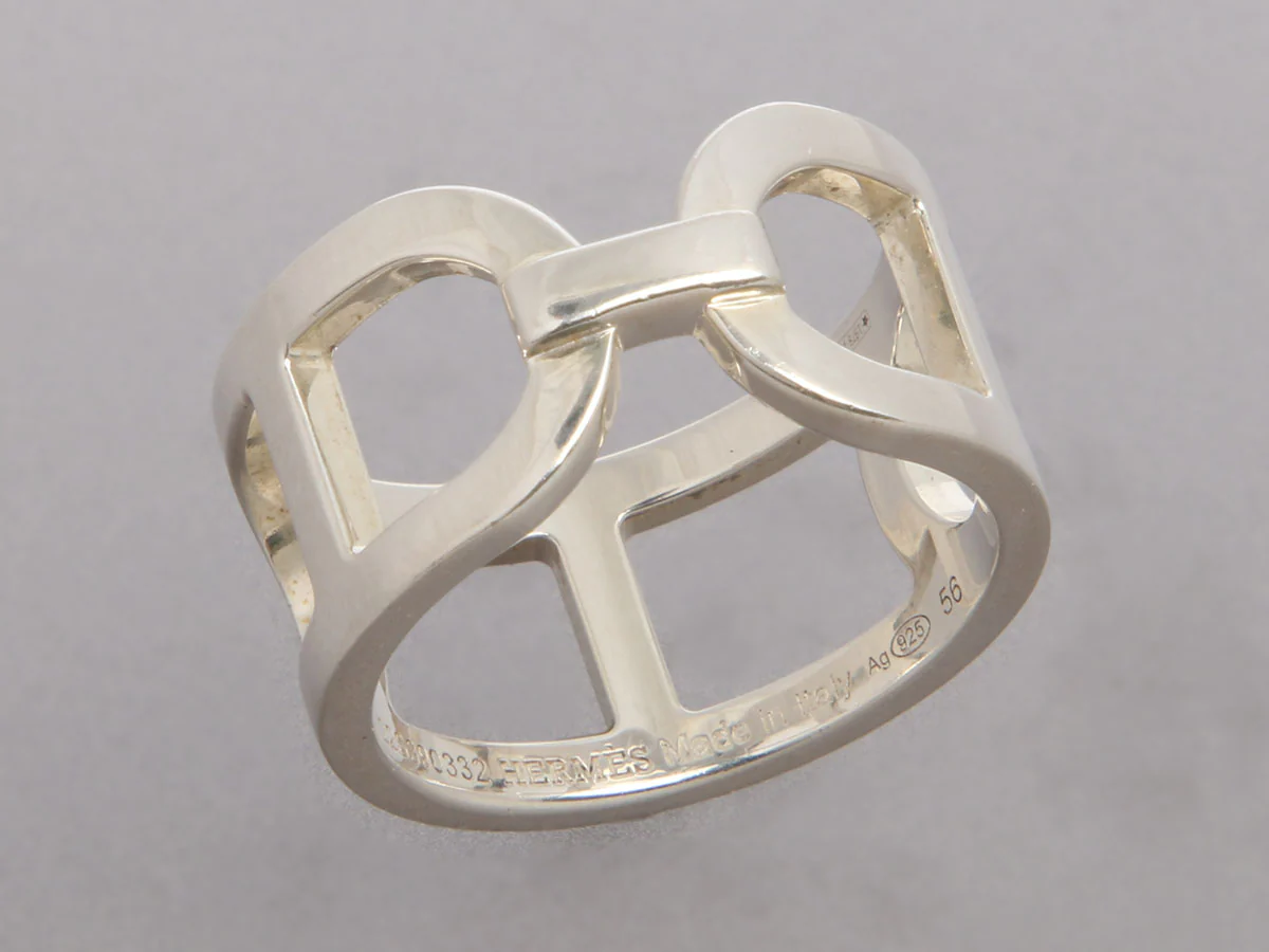 Hermès Medium Sterling Silver Ever Chaîne d’Ancre Ring - Image 2