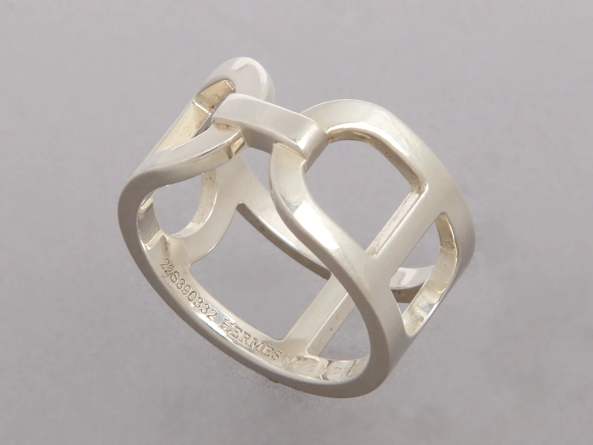 Hermès Medium Sterling Silver Ever Chaîne d’Ancre Ring - Image 3