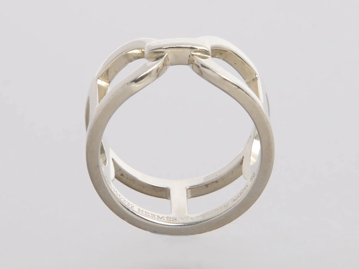 Hermès Medium Sterling Silver Ever Chaîne d’Ancre Ring - Image 4