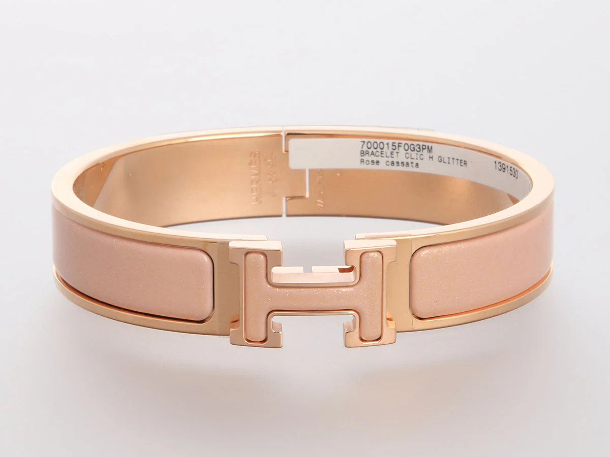 Hermès Narrow Glittery Pink Clic-Clac Bracelet - Image 2