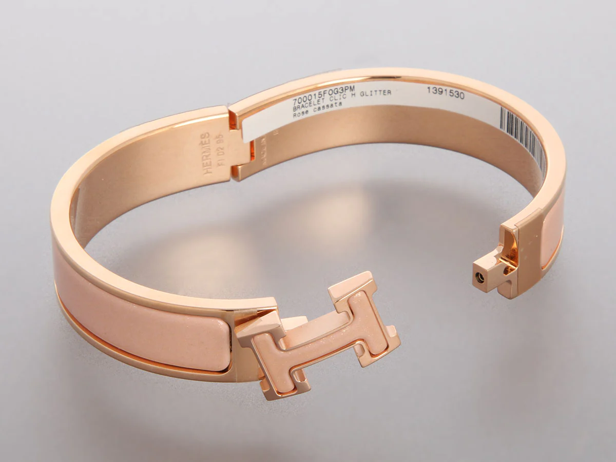 Hermès Narrow Glittery Pink Clic-Clac Bracelet - Image 5