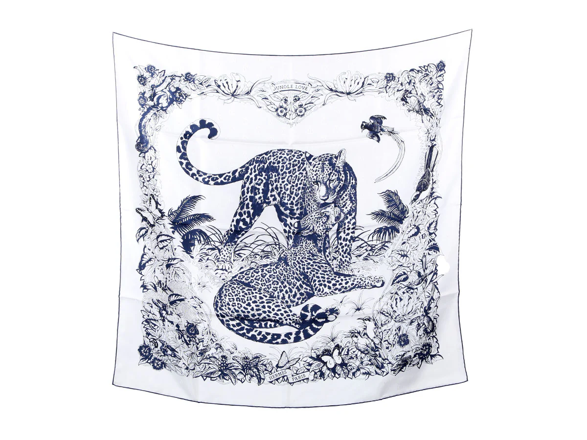 Hermès Tatouage Jungle Love Jacquard Silk Scarf 90cm