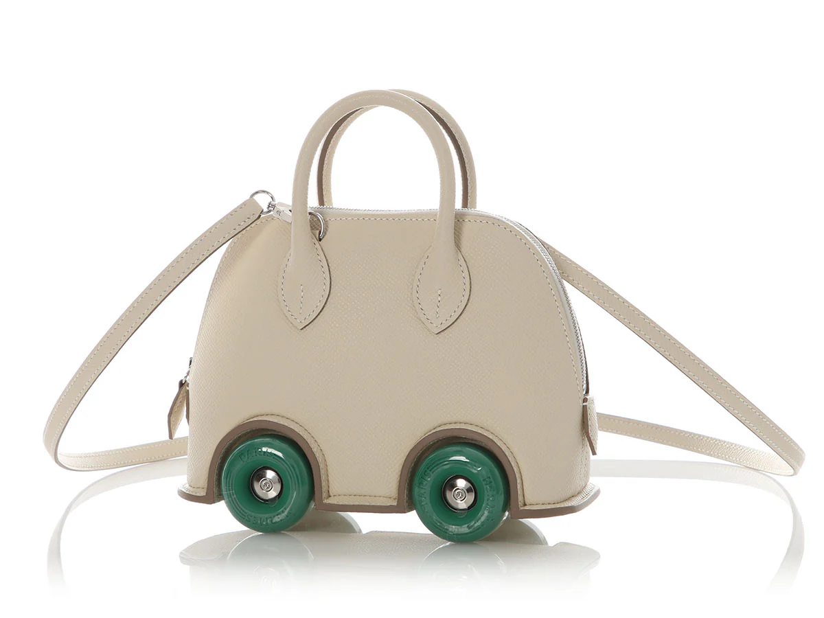 Hermès Mini Craie Epsom and Vert Vertigo Bolide on Wheels - Image 3