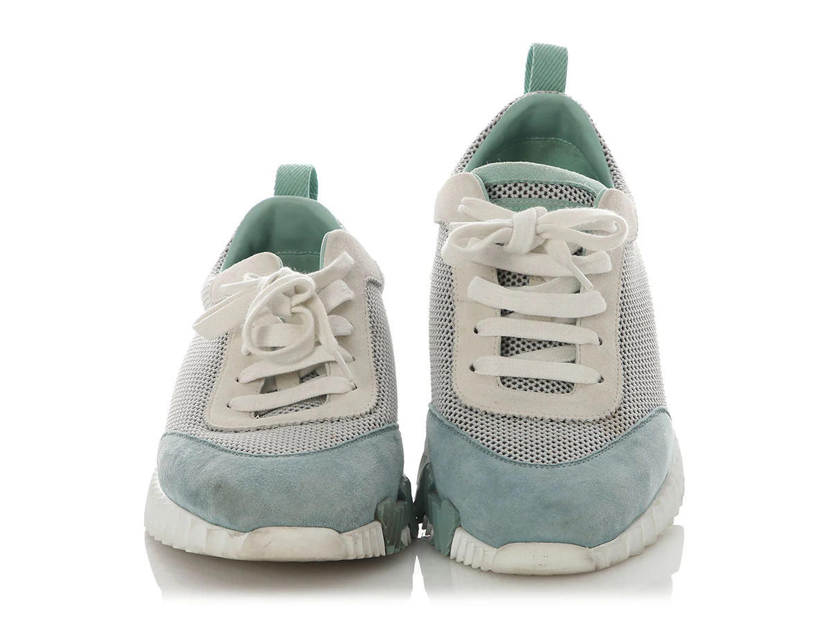 Hermès Teal and Gray Bouncing Sneakers - Image 2