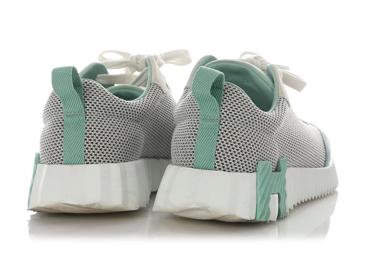 Hermès Teal and Gray Bouncing Sneakers - Image 4