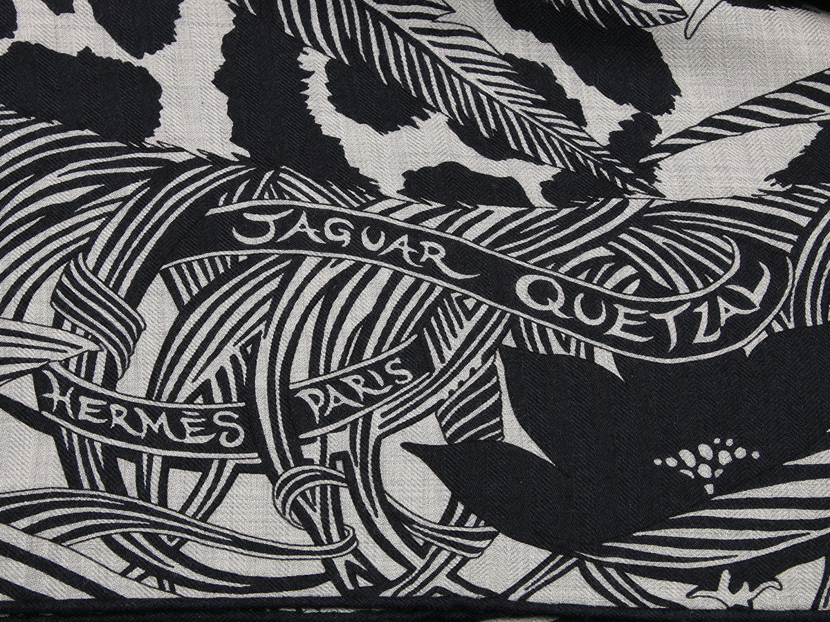 Hermès Jaguar Quetzal Cashmere Silk Shawl 140cm - Image 2
