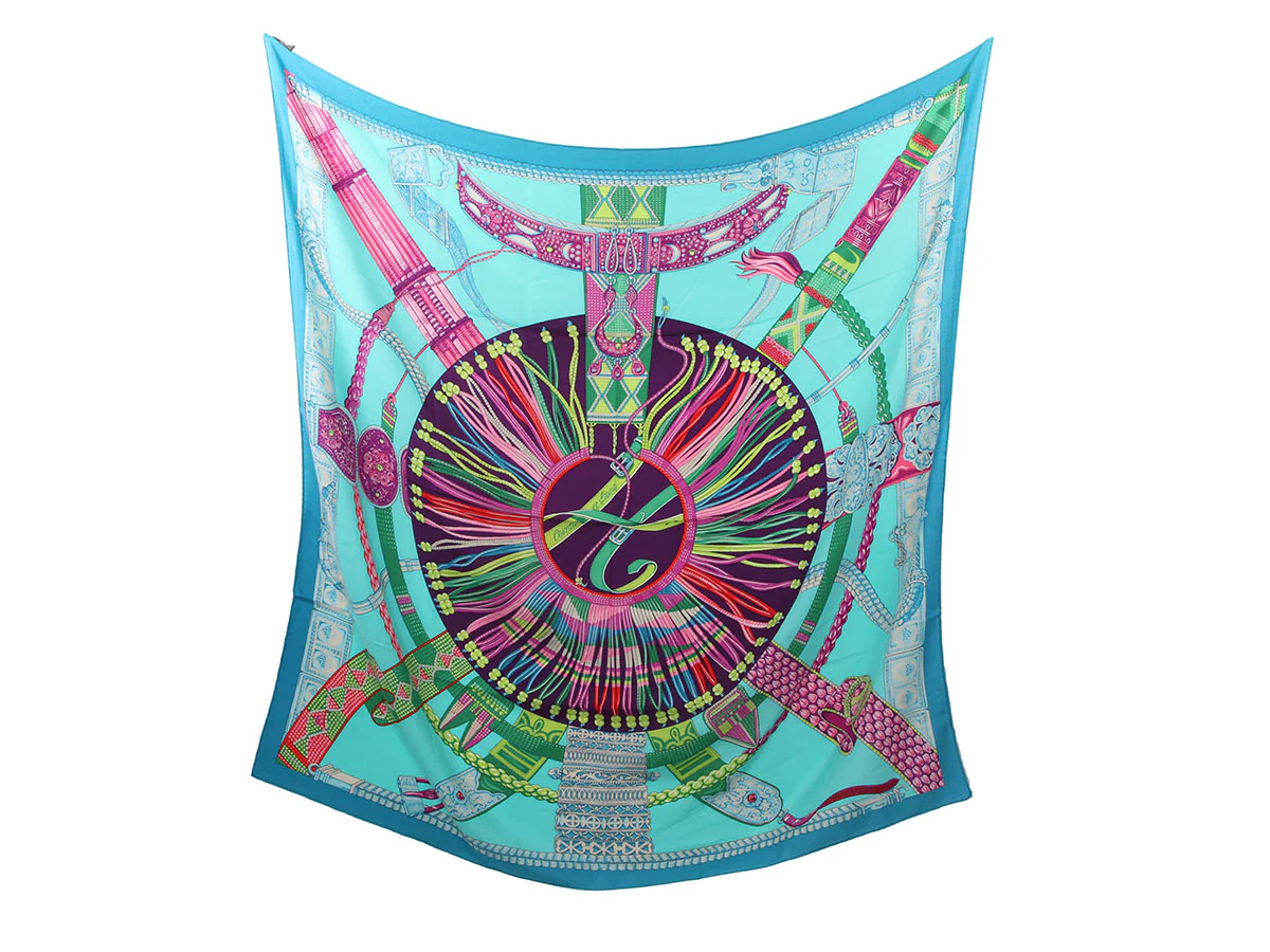Hermès Ceintures et Liens Cashmere Silk Shawl 140cm