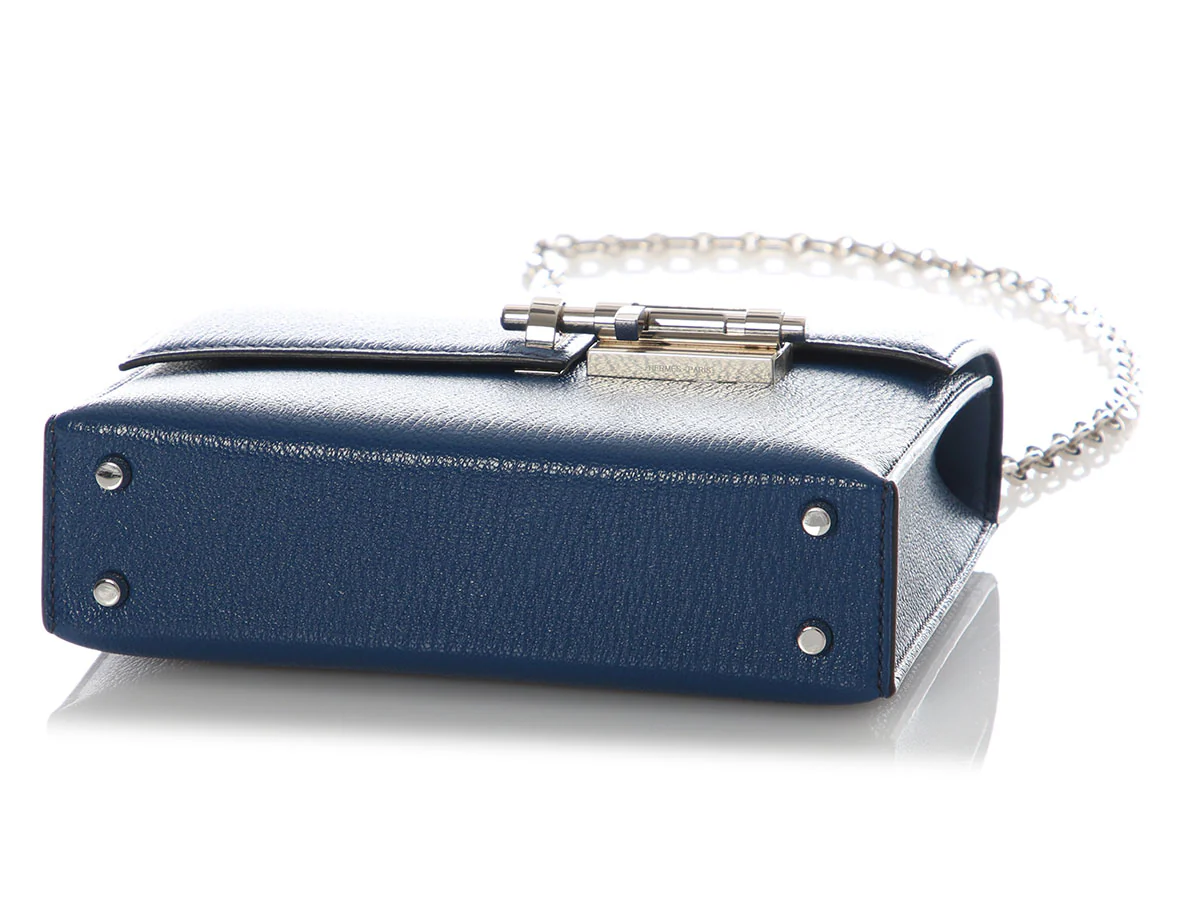 Hermès Mini Bleu Chèvre Verrou - Image 6