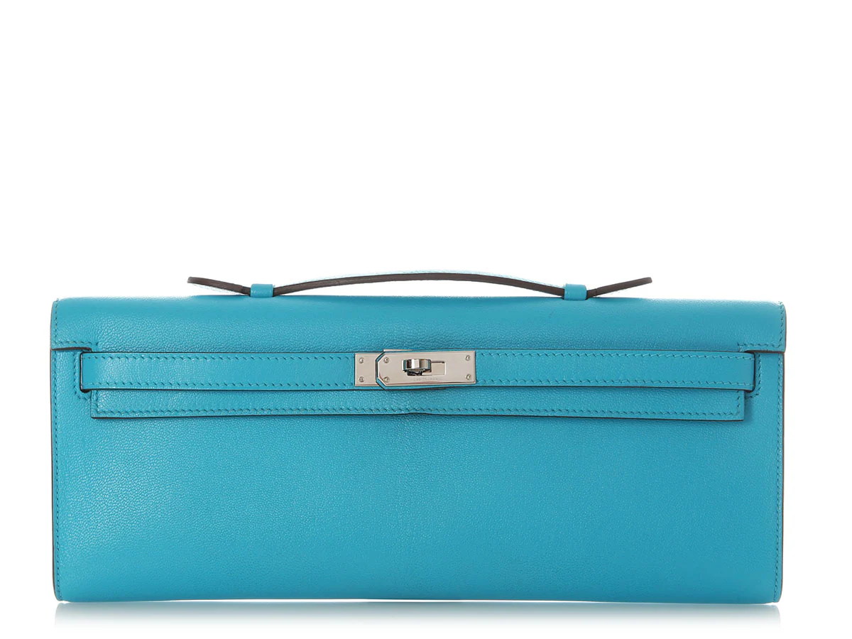 Hermès Bleu Azteque Chèvre Calcutta Kelly Cut