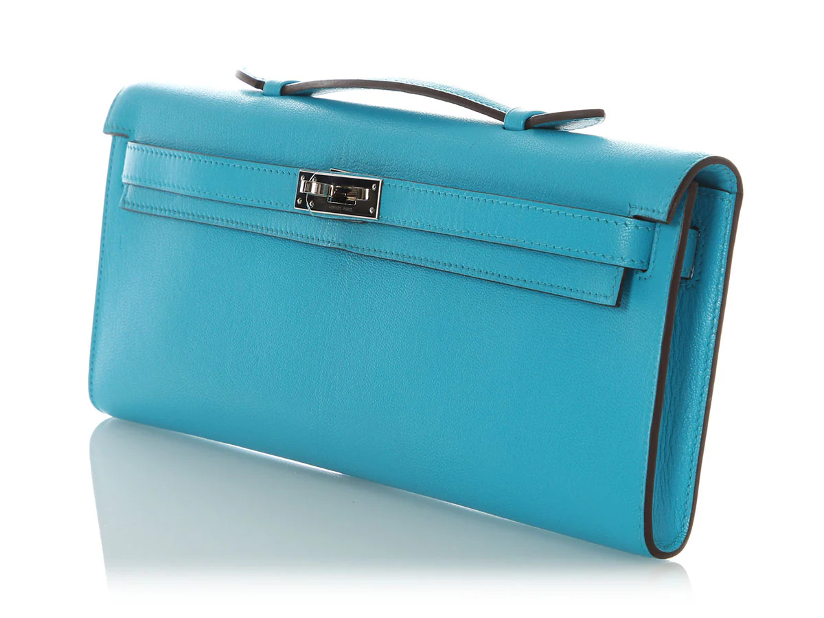 Hermès Bleu Azteque Chèvre Calcutta Kelly Cut - Image 3