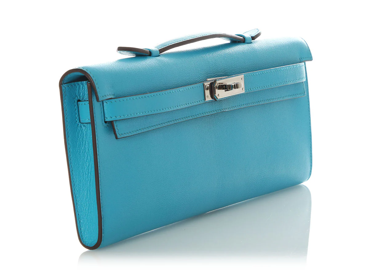Hermès Bleu Azteque Chèvre Calcutta Kelly Cut - Image 5