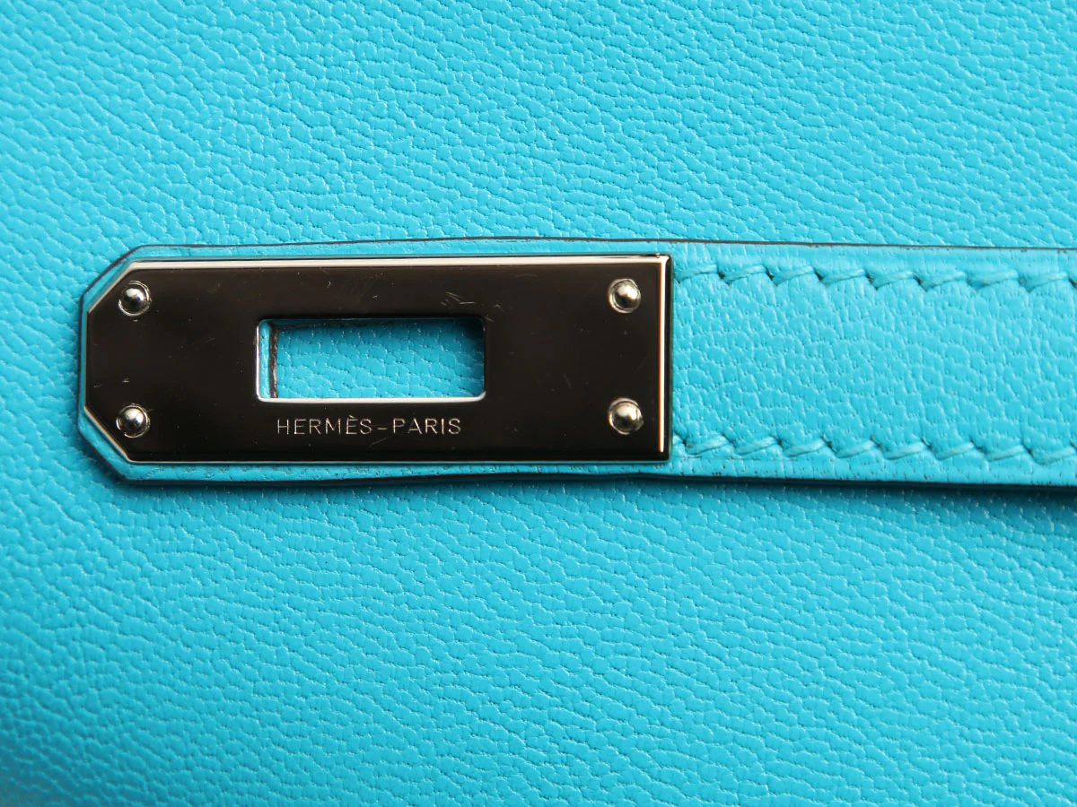 Hermès Bleu Azteque Chèvre Calcutta Kelly Cut - Image 9