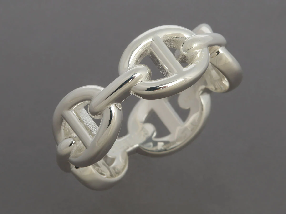 Hermès Sterling Silver Chaîne d’Ancre Enchaînée Ring - Image 2