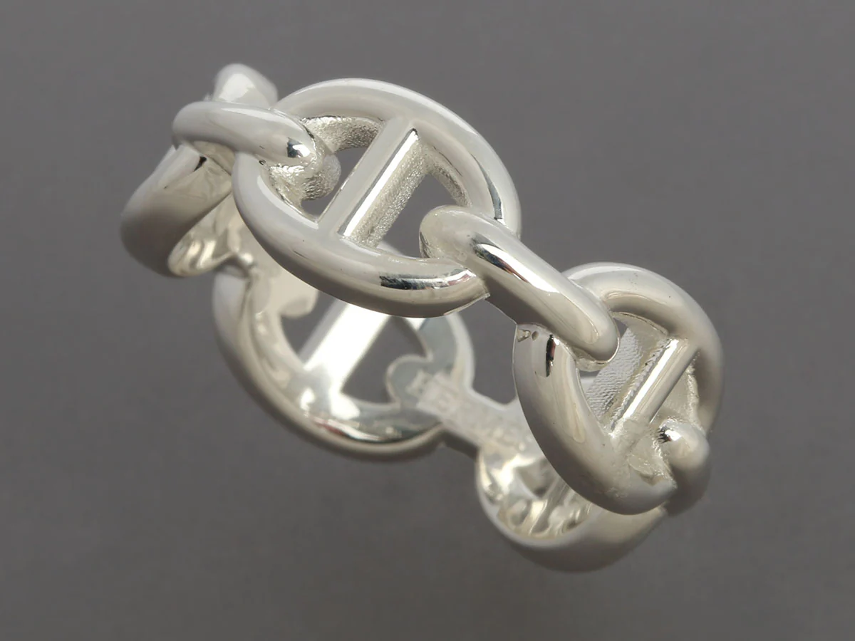 Hermès Sterling Silver Chaîne d’Ancre Enchaînée Ring - Image 3