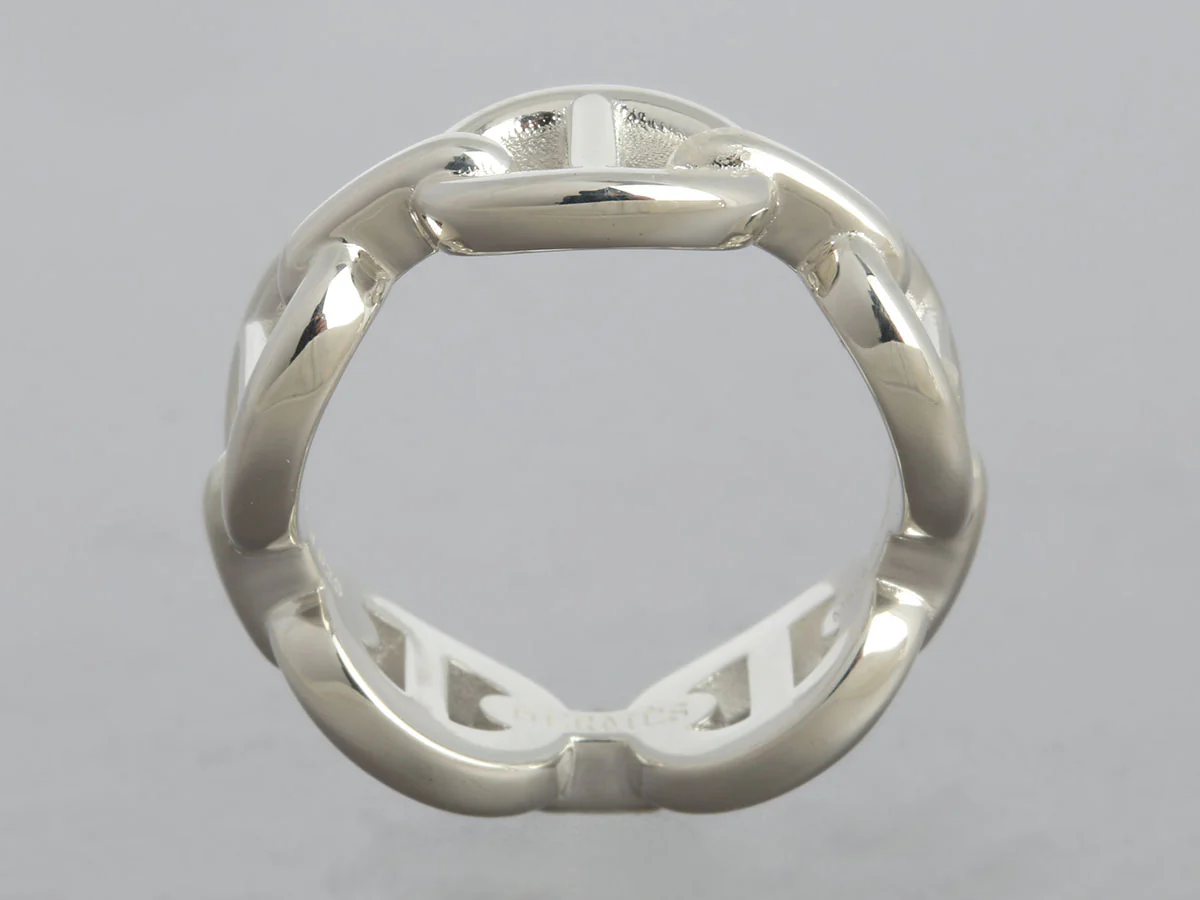 Hermès Sterling Silver Chaîne d’Ancre Enchaînée Ring - Image 4