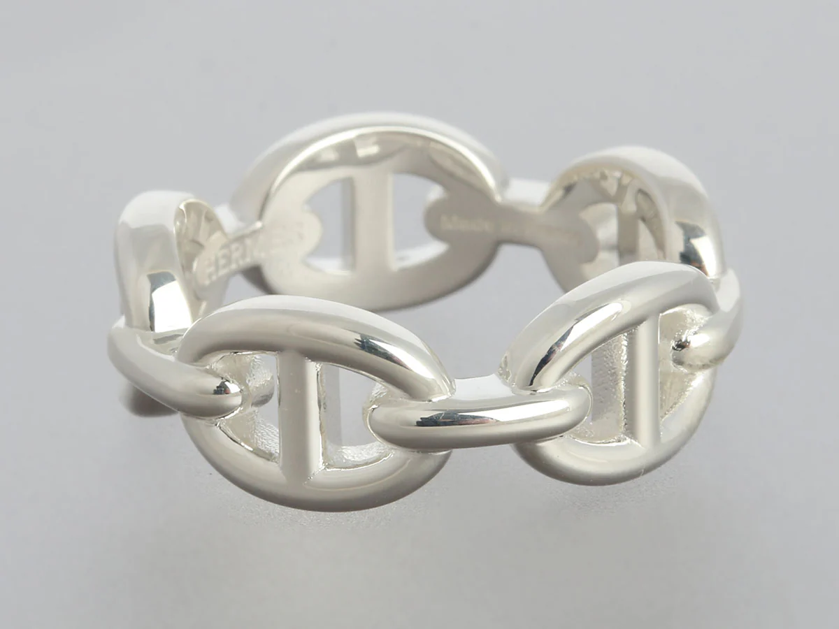 Hermès Sterling Silver Chaîne d’Ancre Enchaînée Ring - Image 5