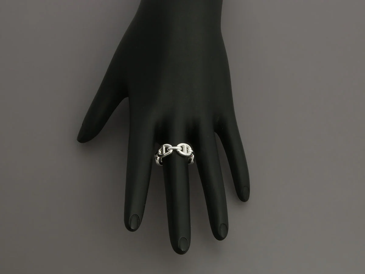 Hermès Sterling Silver Chaîne d’Ancre Enchaînée Ring - Image 6