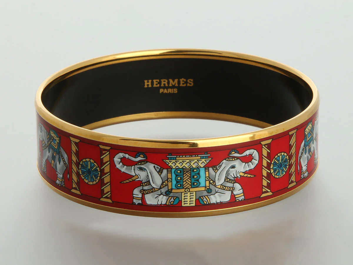 Hermès Wide Torana Elephant Enamel Bangle - Image 2