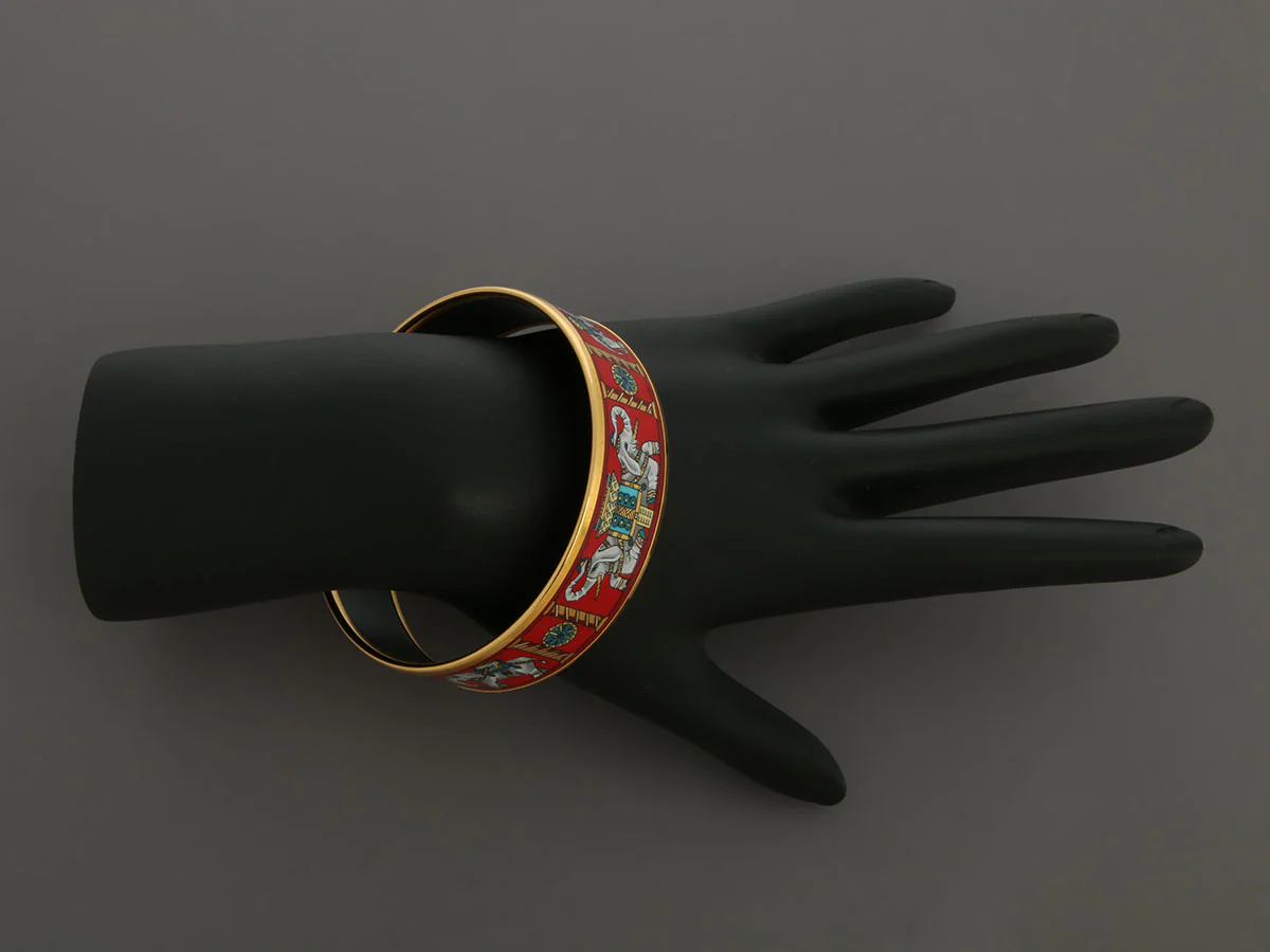 Hermès Wide Torana Elephant Enamel Bangle - Image 5