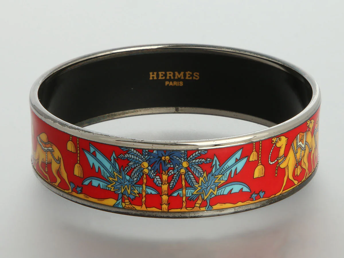 Hermès Wide Enamel Camel Bangle - Image 2