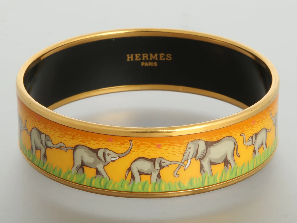 Hermès Wide Enamel Elephant Walk Bangle - Image 2